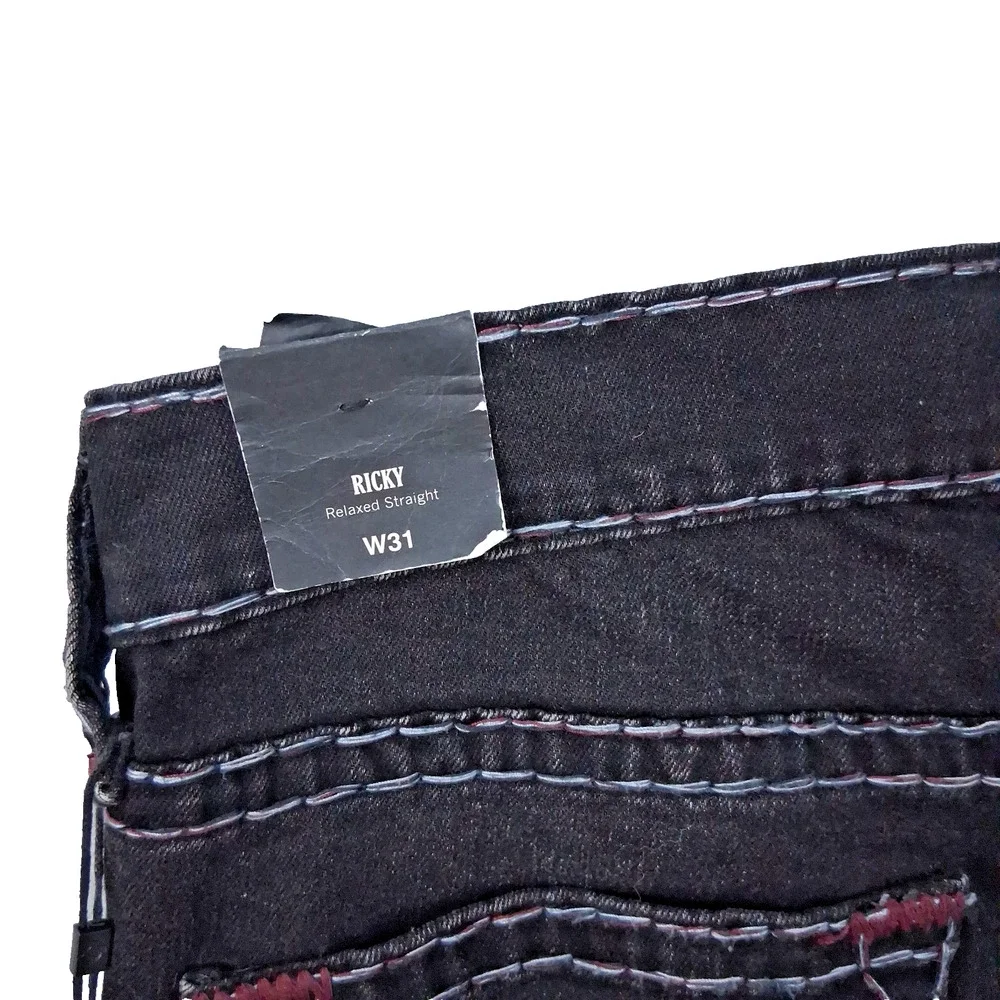 True Religion World Tour Ricky Relaxed Straight Jeans Black 31 NWT
